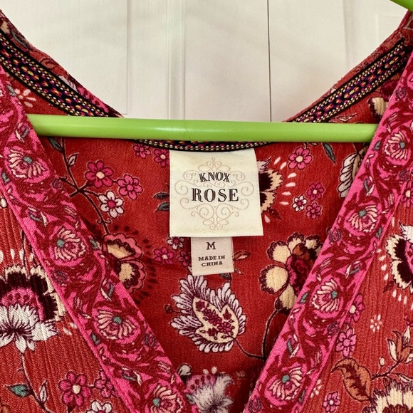 Knox Rose Target Short Sleeve Boho Floral Dress Antique Pink size Medium - Picture 7 of 10